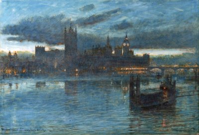 Westminster von der Lambeth-Brücke von Albert Goodwin