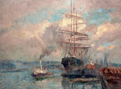 Im Hafen von Rouen von Albert Lebourg