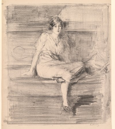 Ohne Titel (Junge Dame sitzend) von Albert de Belleroche