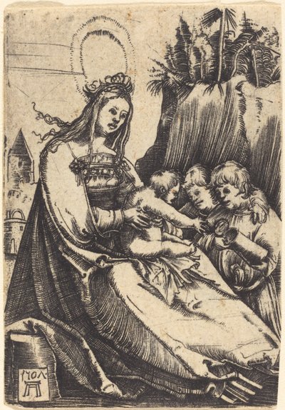Maria mit Kind und zwei Jungen von Albrecht Altdorfer