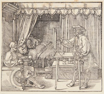 Zeichner zeichnet ein Porträt von Albrecht Dürer