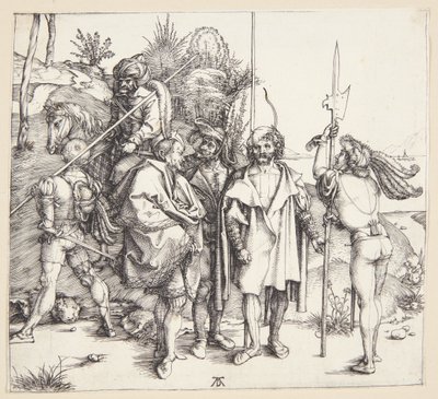 Fünf Landsknechte und ein Orientalischer zu Pferd von Albrecht Dürer