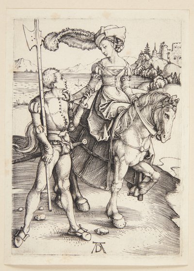Dame zu Pferd und Landsknecht von Albrecht Dürer