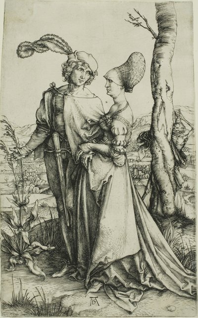 Junges Paar von Tod bedroht (Der Spaziergang) von Albrecht Dürer