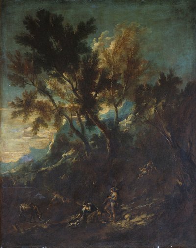 Eine Berglandschaft mit pastoralen Figuren von Alessandro Magnasco