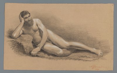 Liegender männlicher Akt, nach links von Alexander Cranendoncq