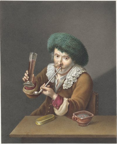 Sitzender Mann mit Glas und Pfeife von Alexander Liernur