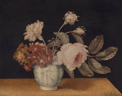 Blumen in einer Delfter Vase von Alexander Marshal