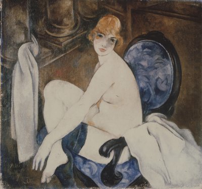 Akt in einem blauen Sessel von Alexander Vasilyevich Shevchenko