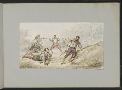 Landschaft mit duellierenden Männern von Alexander Ver Huell