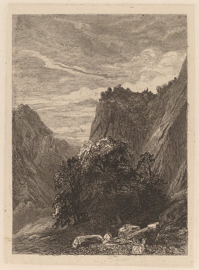 Bäume am Fuß einer Klippe von Alexandre Calame