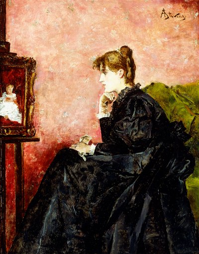 Dame in Schwarz von Alfred Emile Stevens