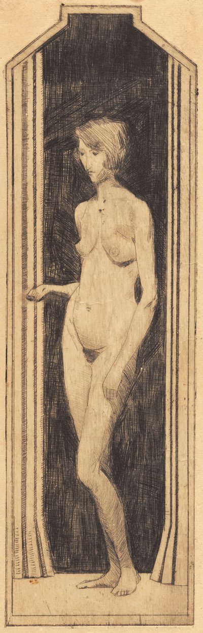 Stehende nackte Frau in schmalem Feld von Alfred Simonsen