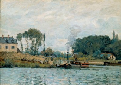 Boote an der Schleuse von Bougival von Alfred Sisley