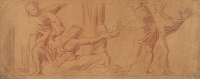 Gruppe von Figuren, Kind bettelt in der Mitte von Alfred Emile Stevens