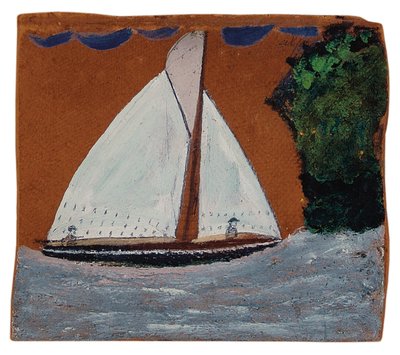 Segelboot mit braunem Himmel von Alfred Wallis