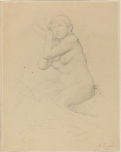 Sitzender weiblicher Akt von Alphonse Legros