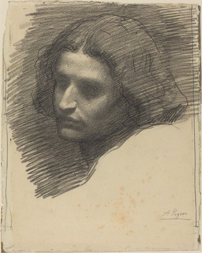 Kopf eines Mannes nach links gewandt [recto] von Alphonse Legros