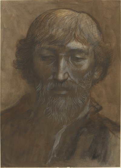 Kopf eines Mannes, Frontalansicht von Alphonse Legros