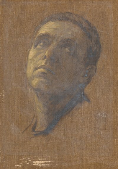 Kopf eines Mannes mit aufwärts gerichteten Augen von Alphonse Legros