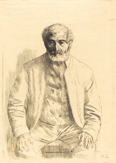 Alter Mann sitzt von Alphonse Legros
