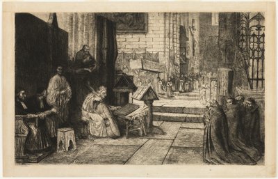 Prozession in einer spanischen Kirche von Alphonse Legros
