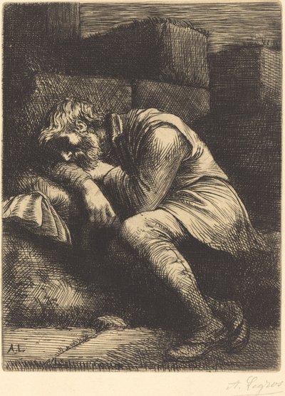 Schlafender Bettler von Alphonse Legros