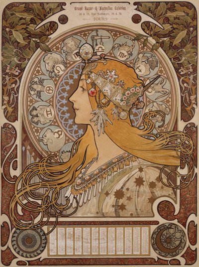 Zodiac, Grand Bazar & Nouvelles Galeries, Tours von Alphonse Mucha