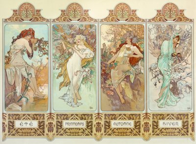 Die vier Jahreszeiten von Alphonse Mucha