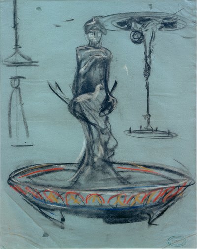 Entwurf für einen Brunnen und Skizzen von Alphonse Mucha