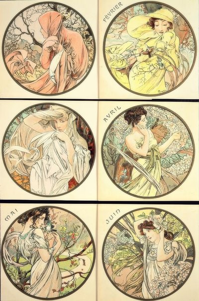 Januar / Februar / März / April / Mai / Juni von Alphonse Mucha