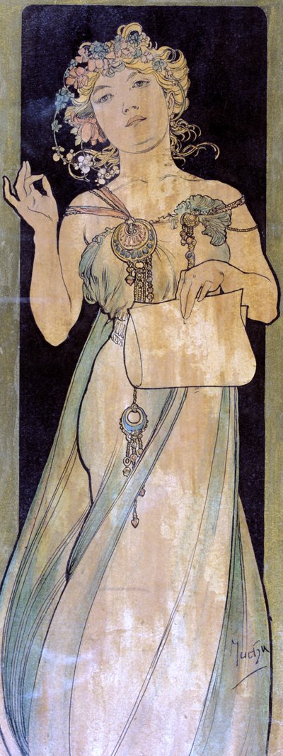 Porträt einer Frau, ca. 1900-1939 von Alphonse Mucha