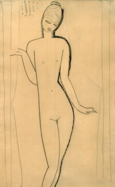 Nacktes junges Mädchen – Karyatide von Amedeo Modigliani
