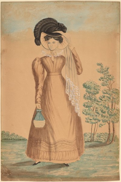 Frau mit Federhut von American 19th Century
