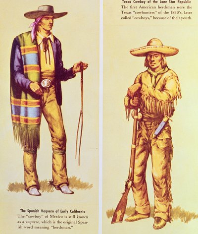 Ein mexikanischer Vaquero und ein amerikanischer Cowboy von American School