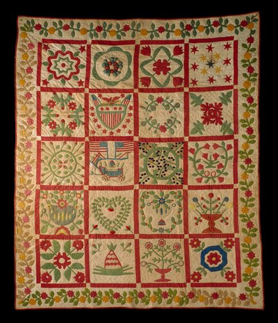 Applikations-Album-Quilt, L & M, 1860 von American School