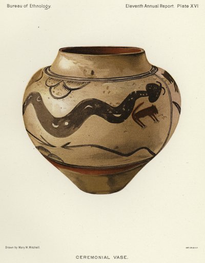 Zeremonieller Vase (Farblithografie) von American School