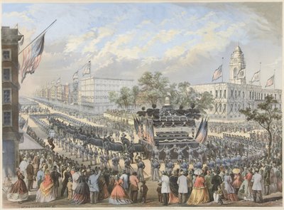 Lincolns Beerdigung, 25. April 1865, veröffentlicht 1866 von American School
