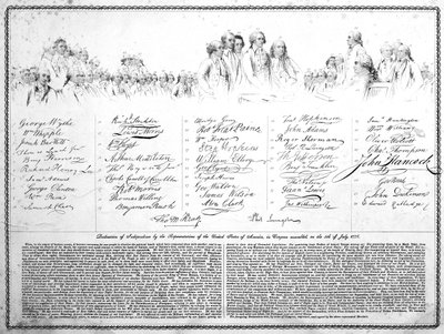 Die Unabhängigkeitserklärung, gravierte Kopie von American School