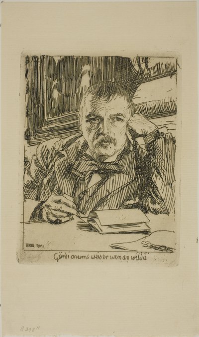 Selbstporträt mit Inschrift von Anders Leonard Zorn