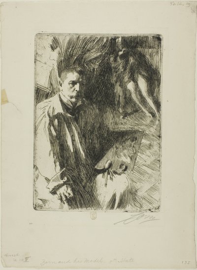 Selbstporträt mit Modell II von Anders Leonard Zorn