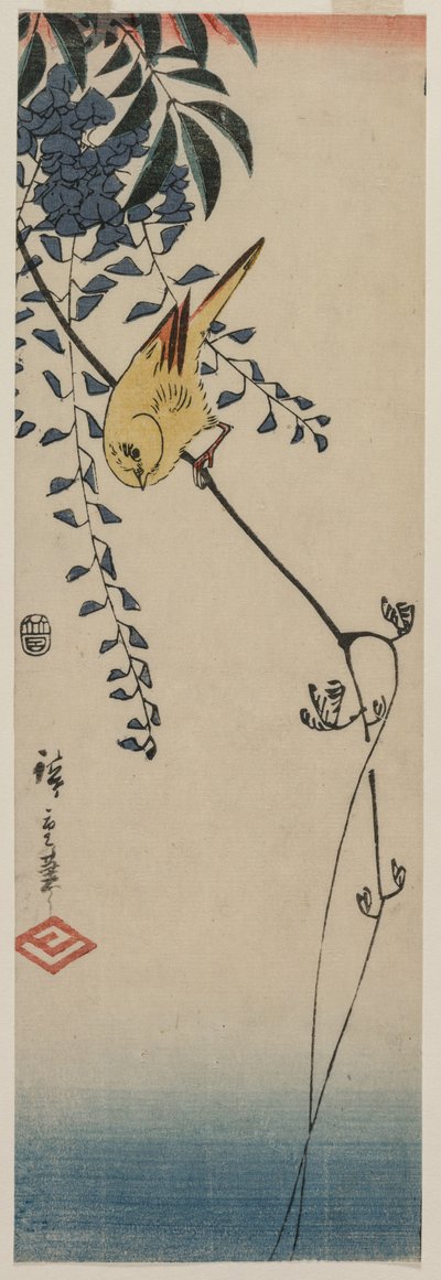 Kanarienvogel und Glyzinie, Mitte der 1840er Jahre von Ando Hiroshige