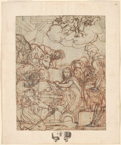 Die Anbetung der Hirten von Andrea Lilio