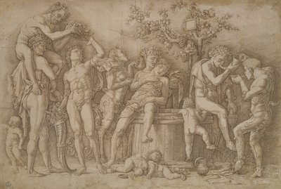 Bacchanal mit dem Weinfass, 1470-90 von Andrea Mantegna