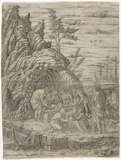 Die Grablegung mit den vier Vögeln von Andrea Mantegna