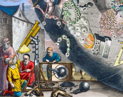 Astronomen schauen durch ein Teleskop, 1660-1661 von Andreas Cellarius