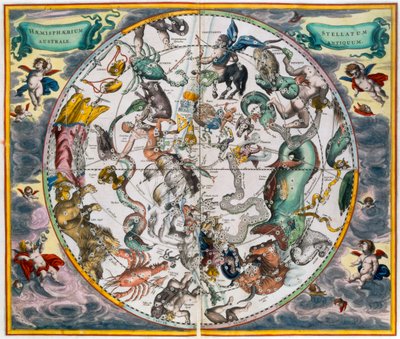 Karte der südlichen Hemisphäre des Himmels, 1660-1661 von Andreas Cellarius