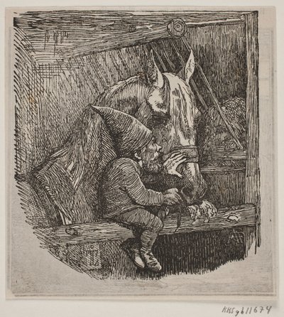 Der Kobold in Tirup füttert die weiße Stute von Andreas Flinch