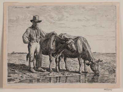 Hirte mit Kühen von Andreas Peter Madsen