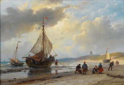 Reges Treiben am Strand von Scheveningen von Andreas Schelfhout